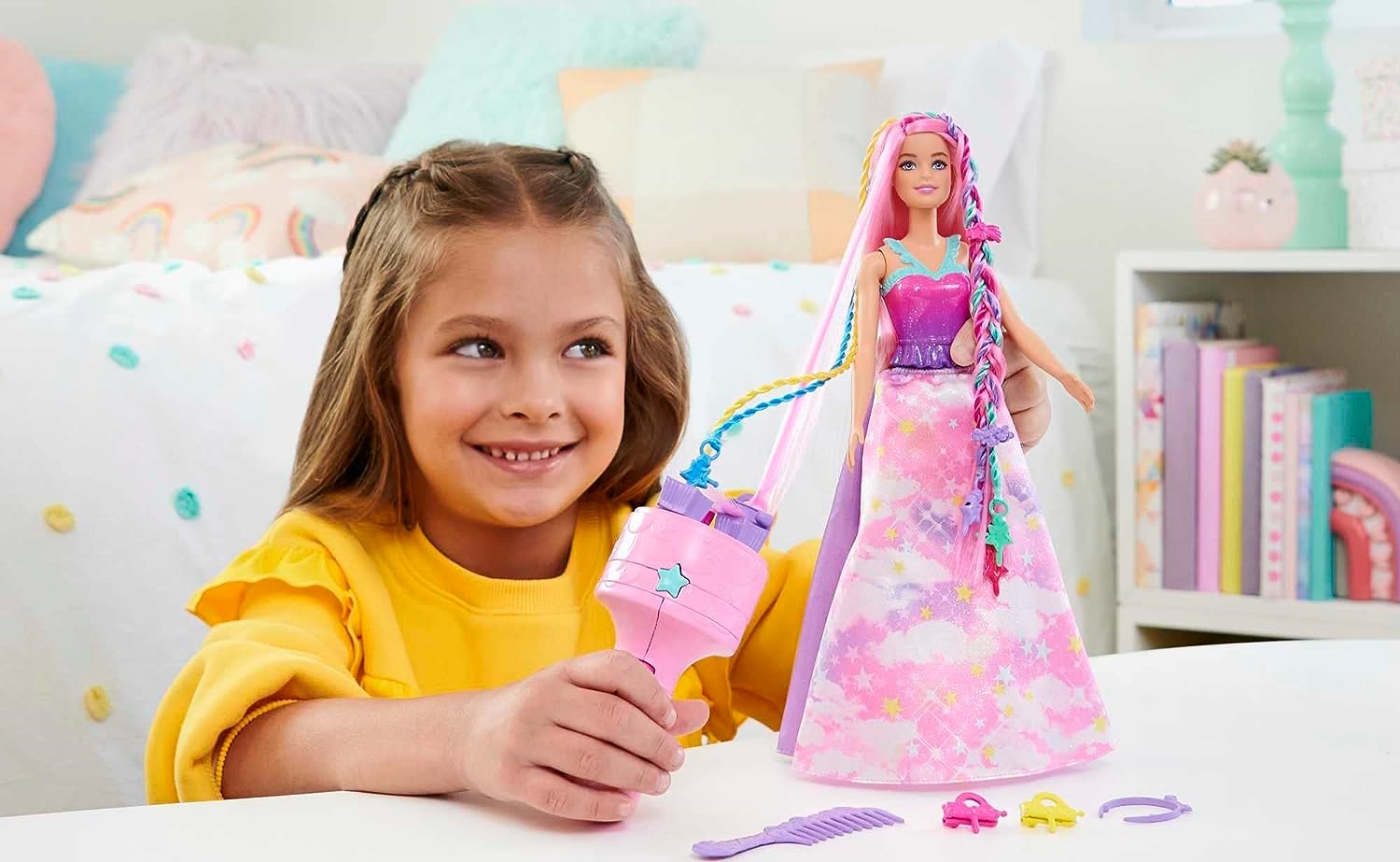 Barbie Lėlė Barbie princesės plaukų dekoravimo rinkinys Dreamtopia HNJ06
