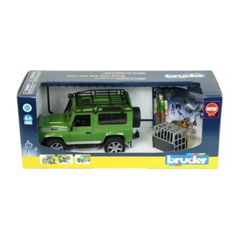 Bruder – Automobilis Land Rover Defender su miškininku ir šunimi, 02587
