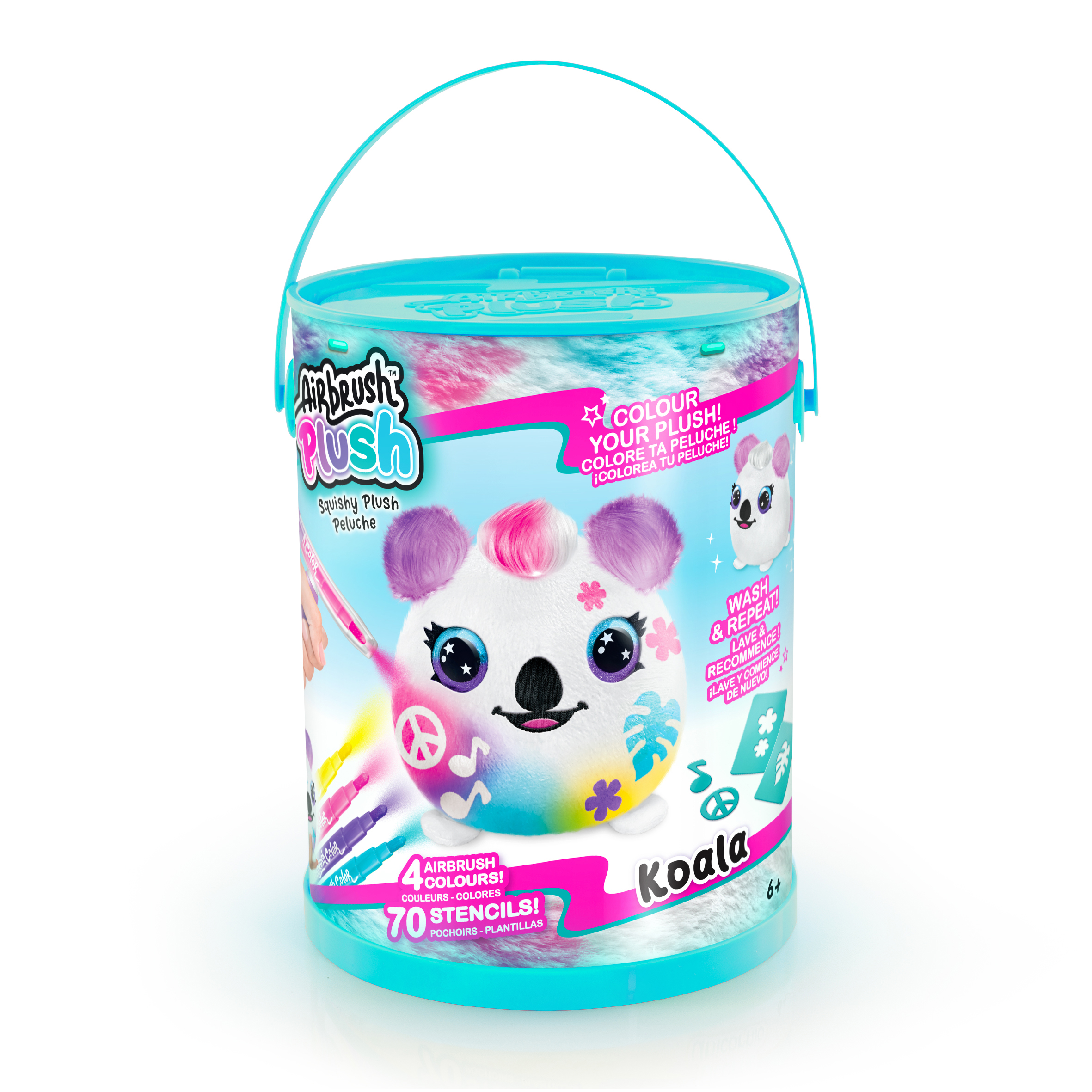 Airbrush Plush – Rinkinys su aerografu „Gyvūnėlis kibirėlyje“