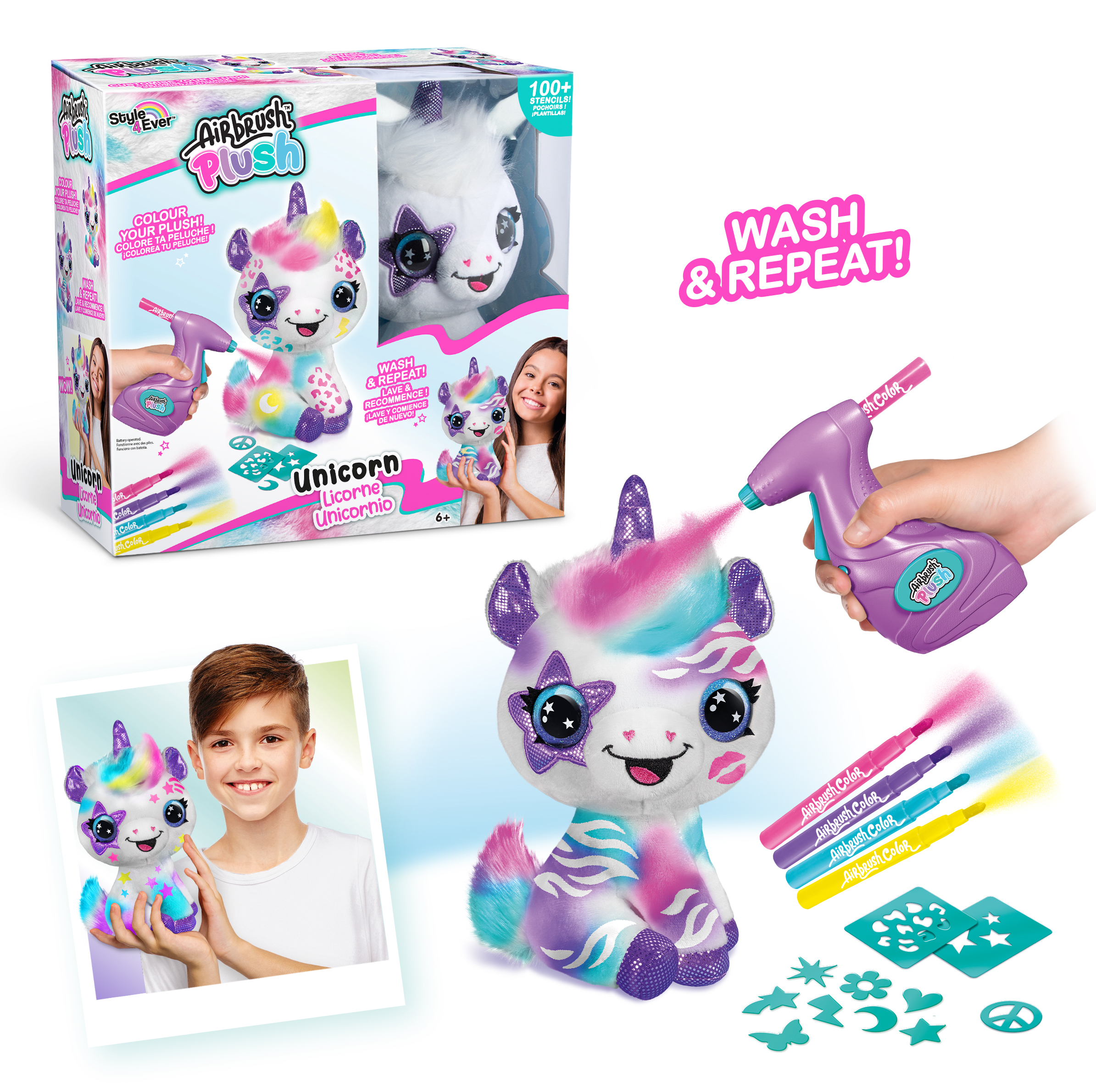 Airbrush Plush - Rinkinys su aerografu "Vienaragis" - 25 cm - Image 2