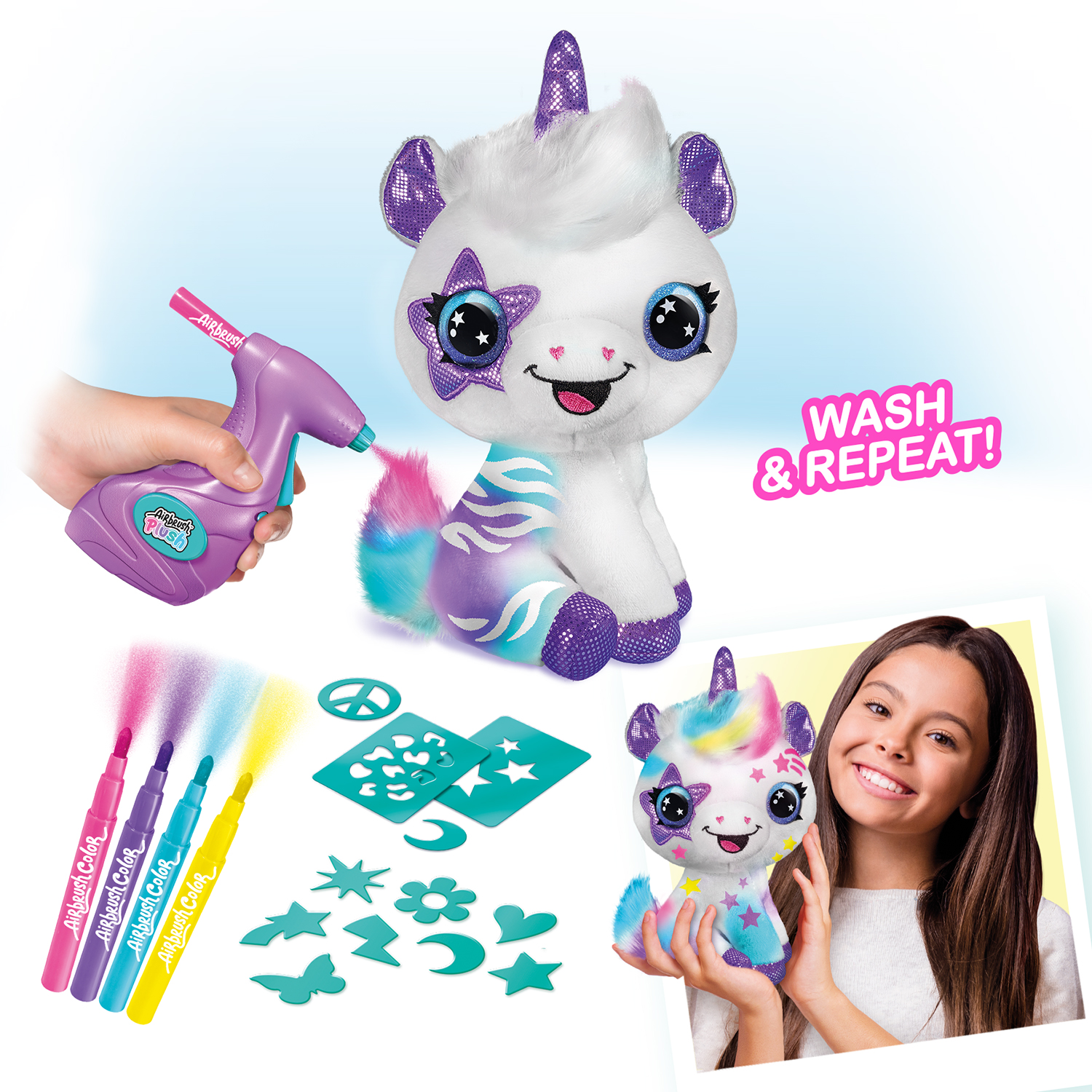 Airbrush Plush - Rinkinys su aerografu "Vienaragis" - 25 cm - Image 3
