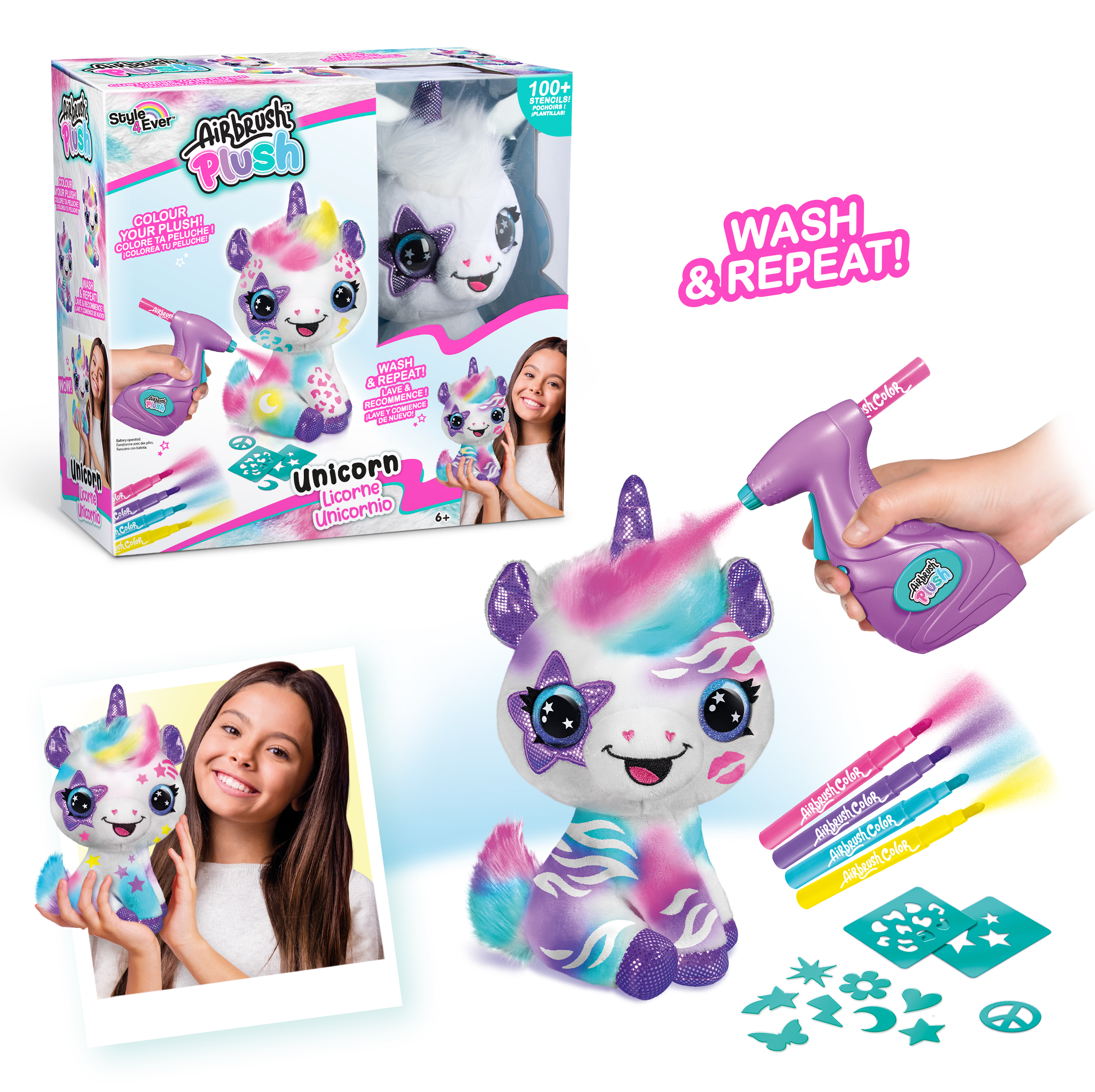 Airbrush Plush - Rinkinys su aerografu "Vienaragis" - 25 cm - Image 5
