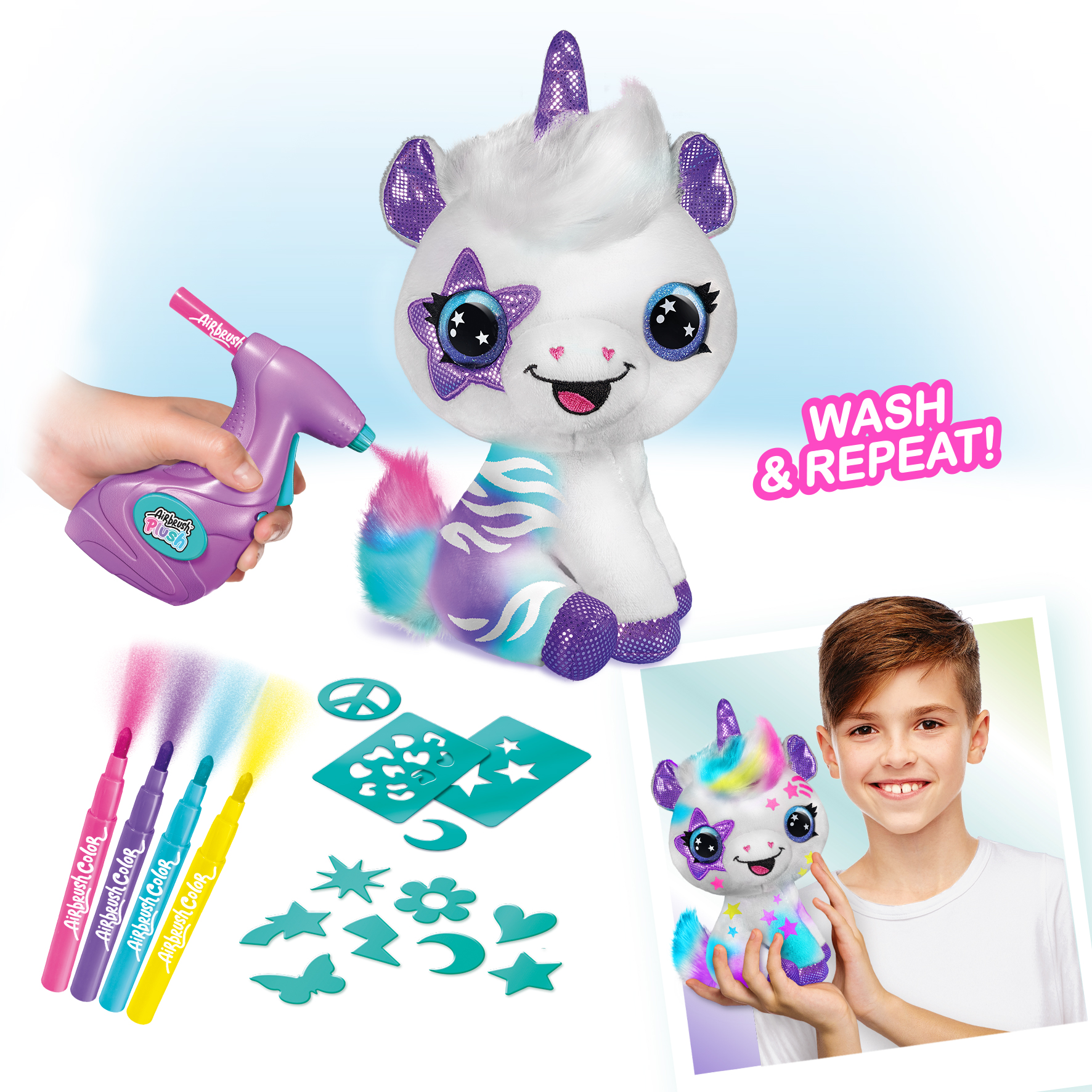 Airbrush Plush - Rinkinys su aerografu "Vienaragis" - 25 cm - Image 7