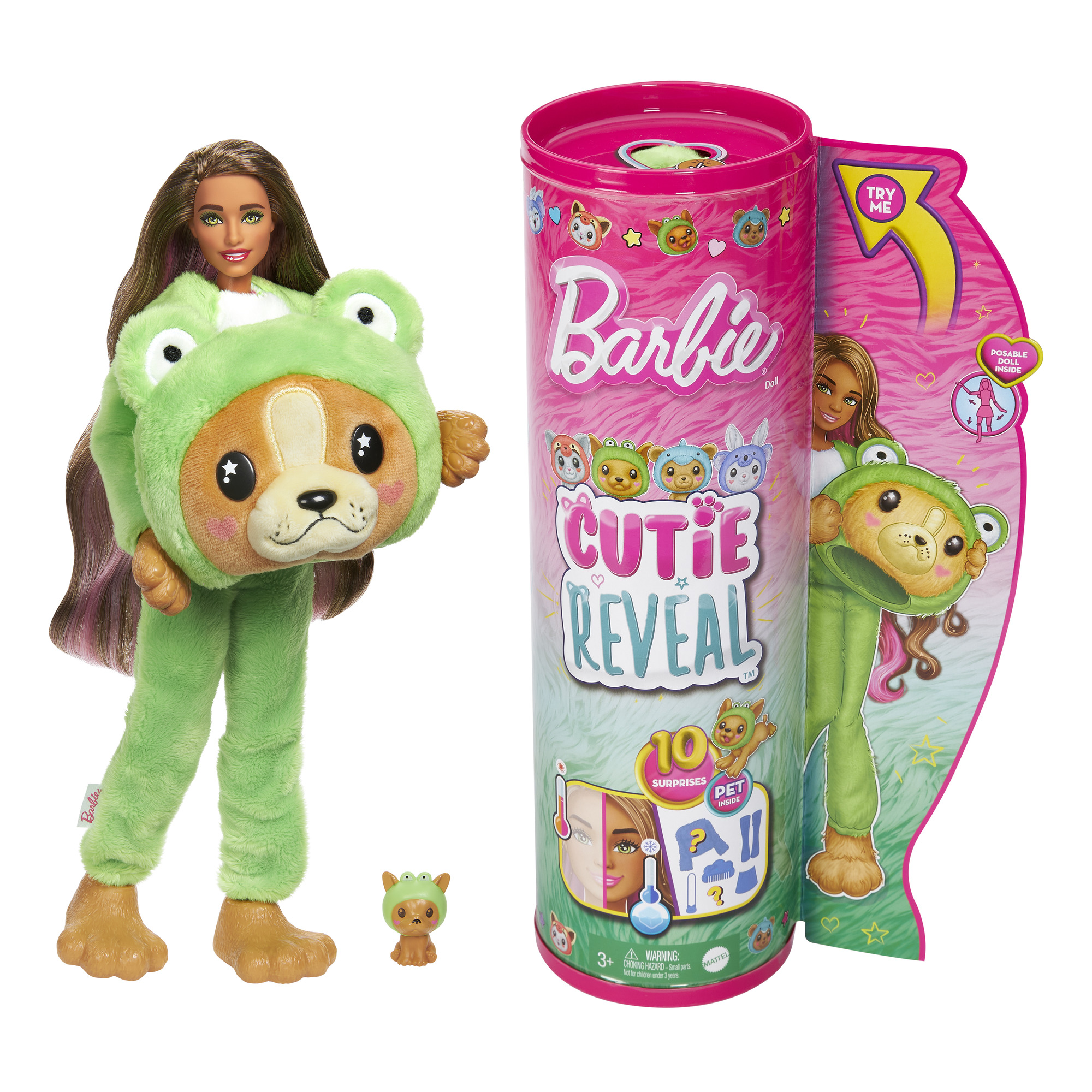 Barbie - Lėlė Barbė Cutie Reveal, šunelis ir varlė, HRK24