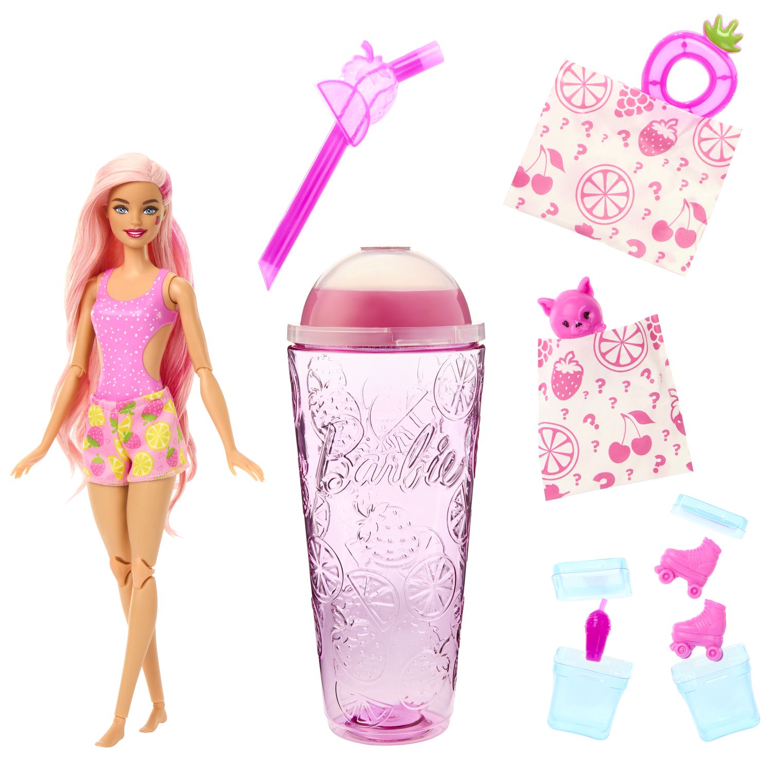 Barbie - Barbės POP Reveal rinkinys, vaisių sulčių serija – braškė, HNW41 - Image 4