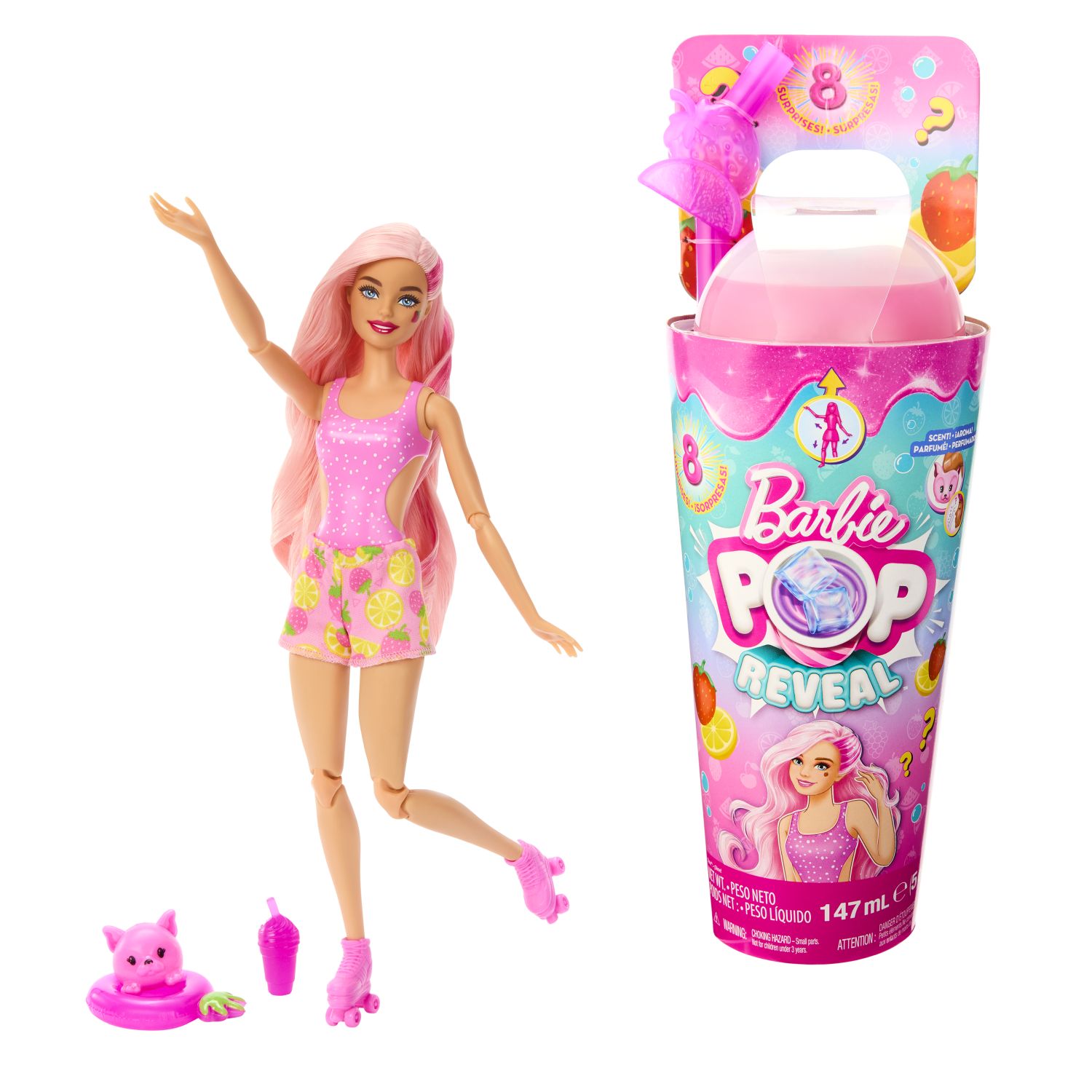 Barbie - Barbės POP Reveal rinkinys, vaisių sulčių serija – braškė, HNW41