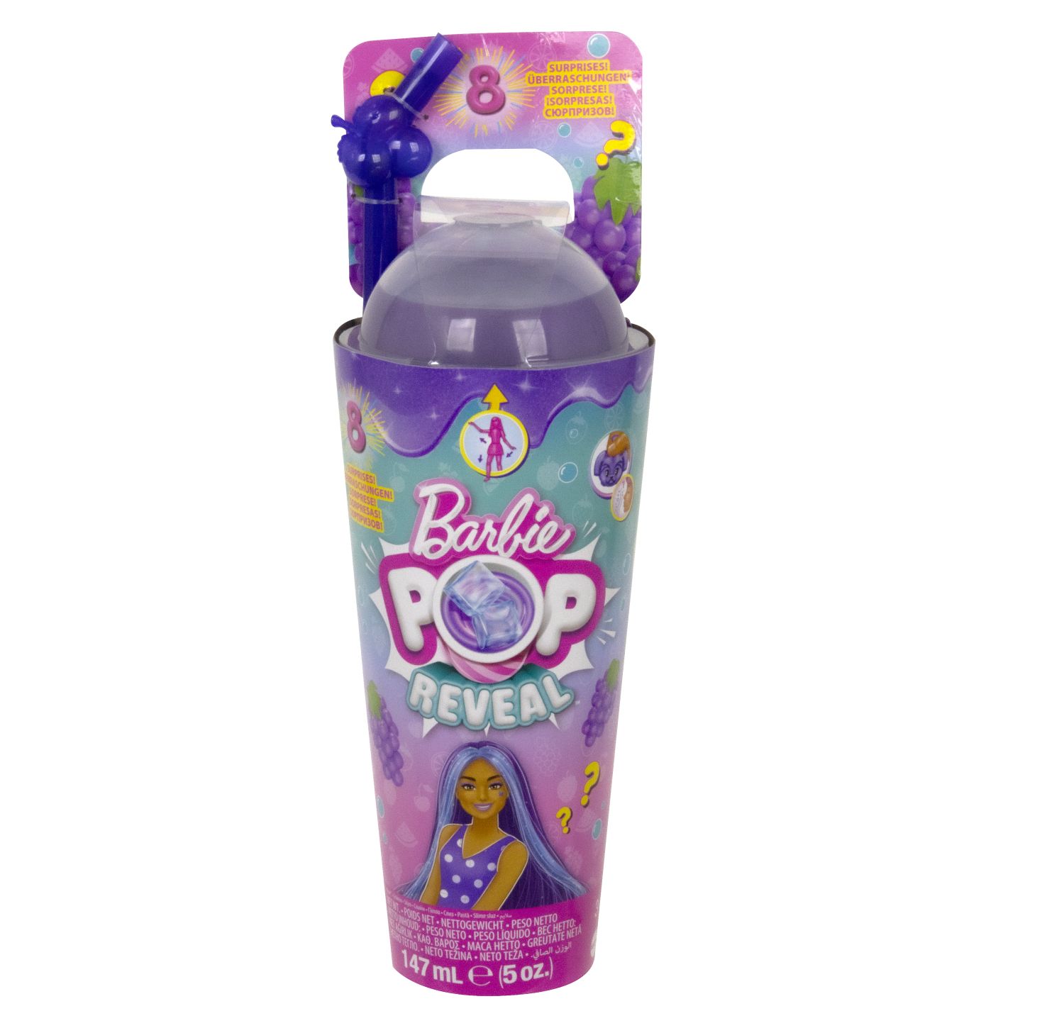 Barbie - Barbės POP Reveal rinkinys, vaisių sulčių serija – vynuogė, HNW44 - Image 7