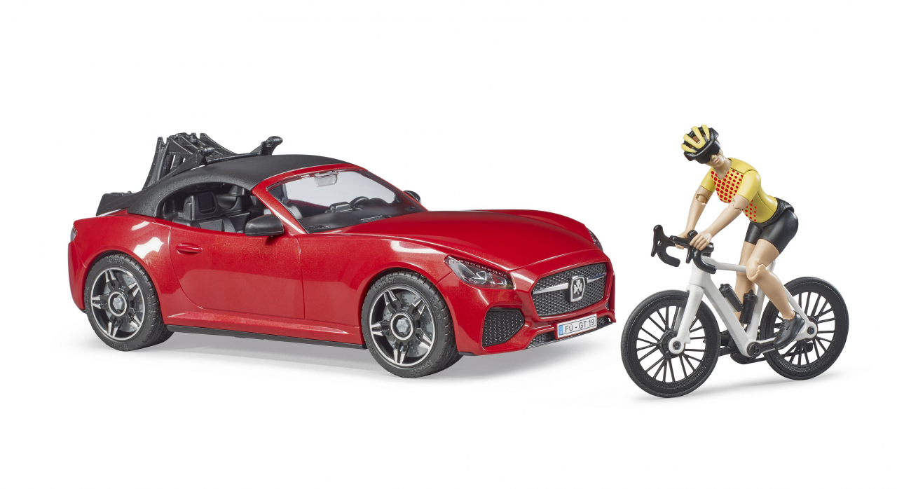 Bruder – Automobilis Roadster ir dviratininkas su kelių dviračiu, 03485