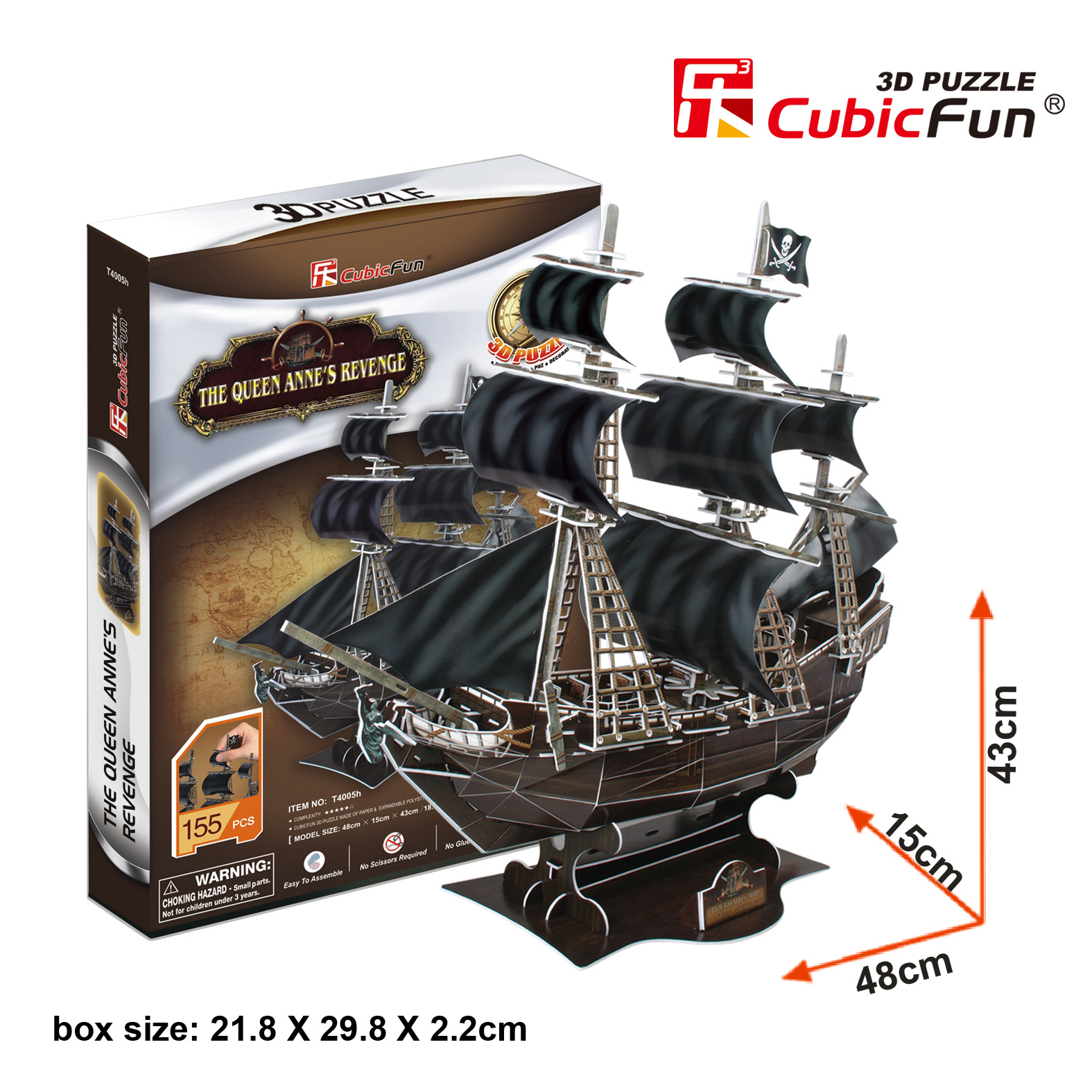 Cubicfun - 3D dėlionė „Laivas Karalienė Ana“ - Image 2