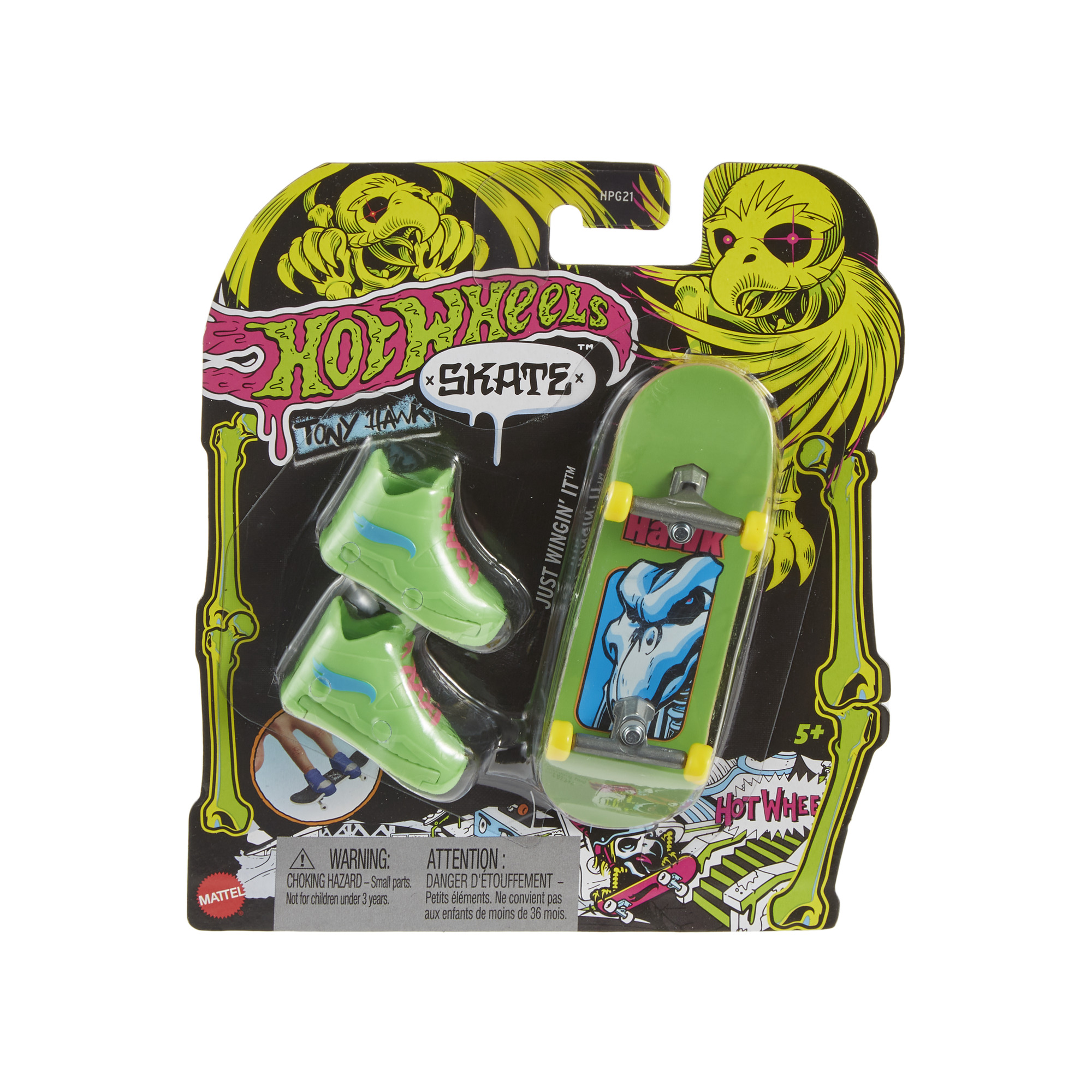Hot Wheels - Pirštų riedlentė su neoninėmis kaukolėmis įkvėptos Tony Hauwk, HPG21