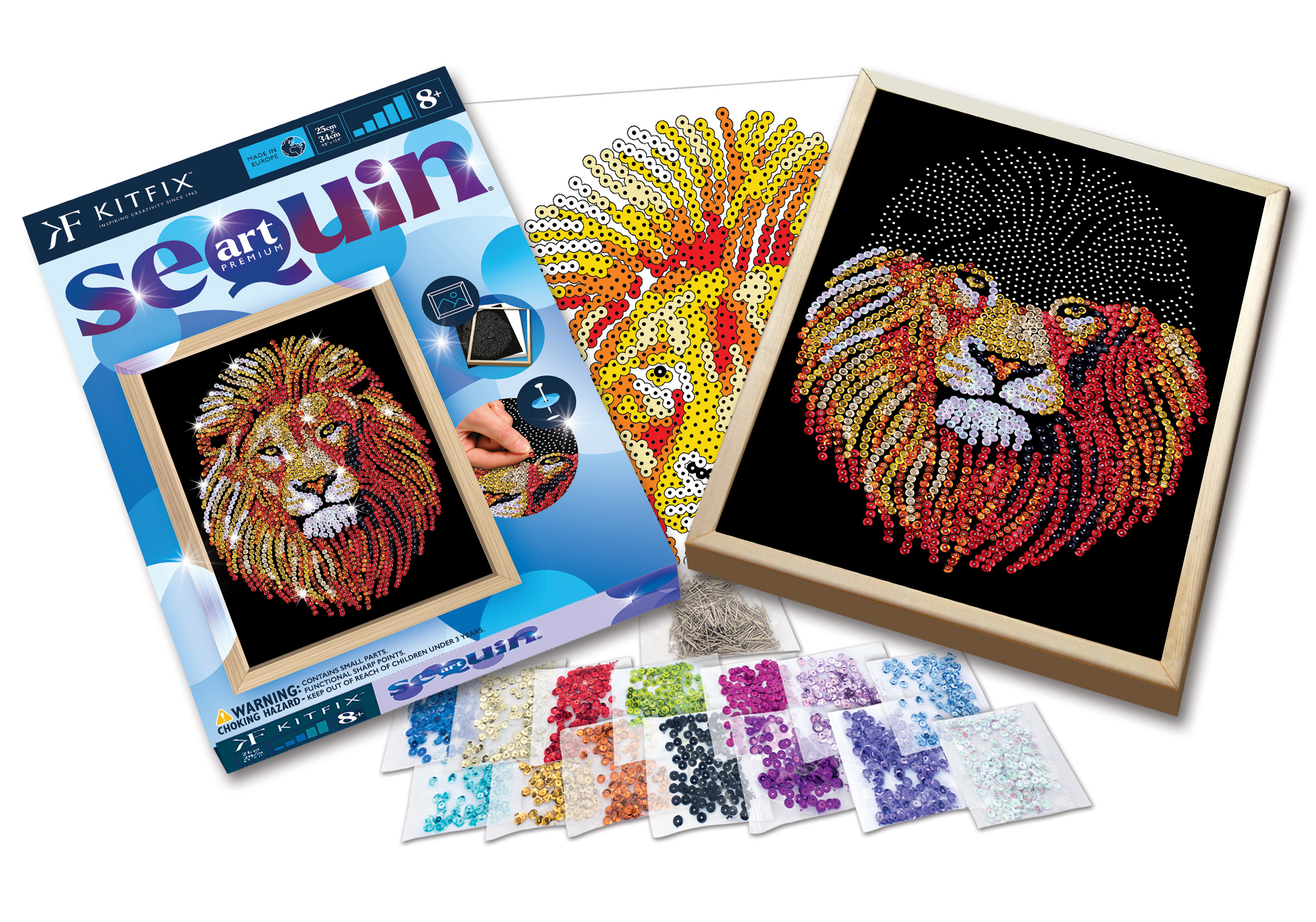 Kitfix DIY – Sequin Art mėlynasis rinkinys „Liūtas“ - Image 3