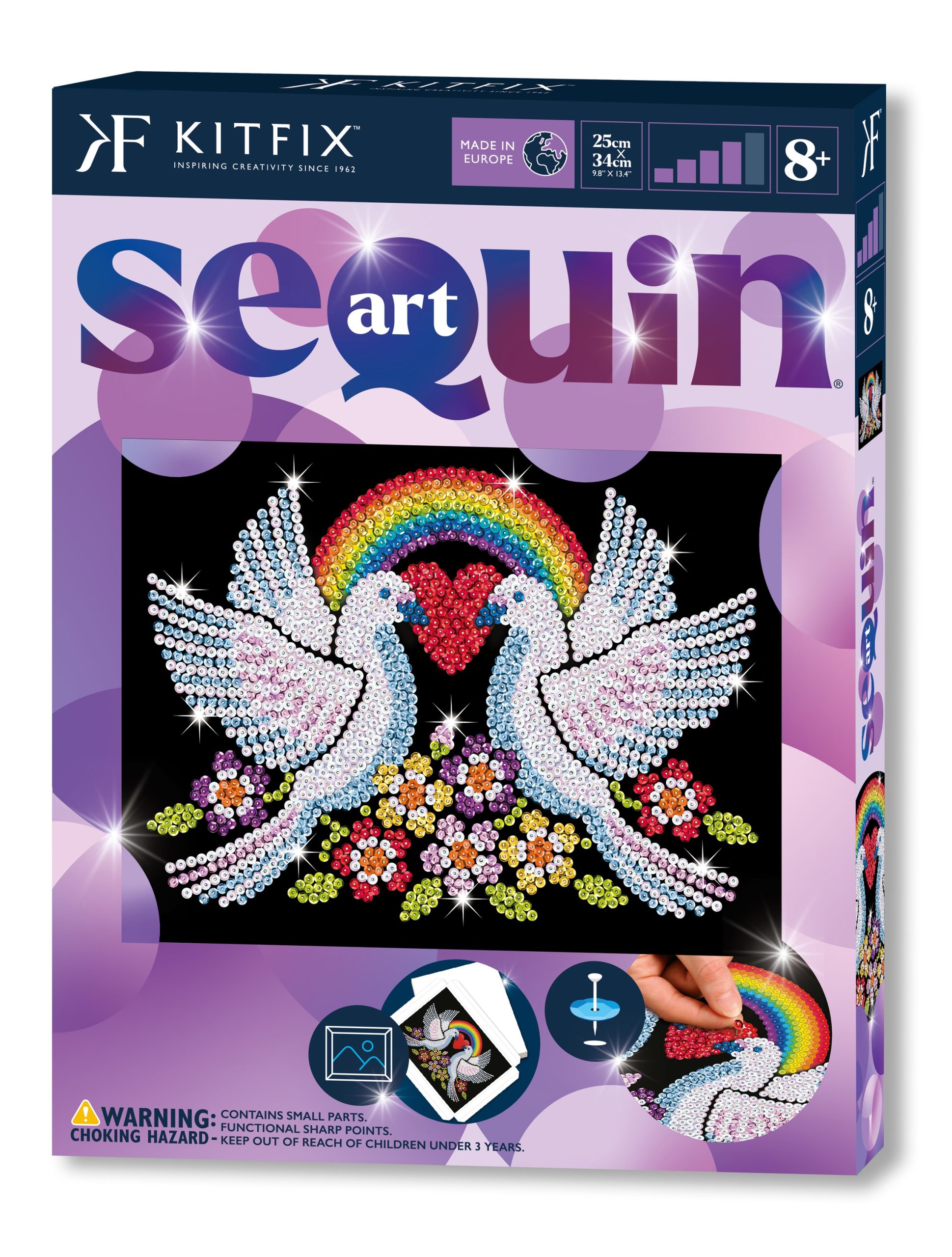Kitfix DIY – Sequin Art violetinis rinkinys „Balandžiai“