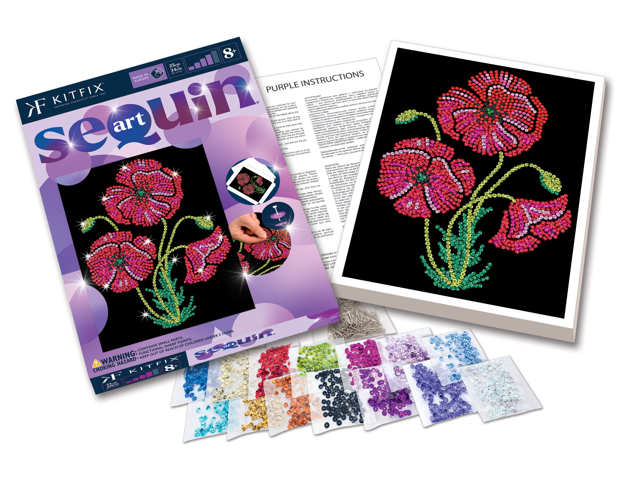Kitfix DIY – Sequin Art violetinis rinkinys „Aguonos“ - Image 3