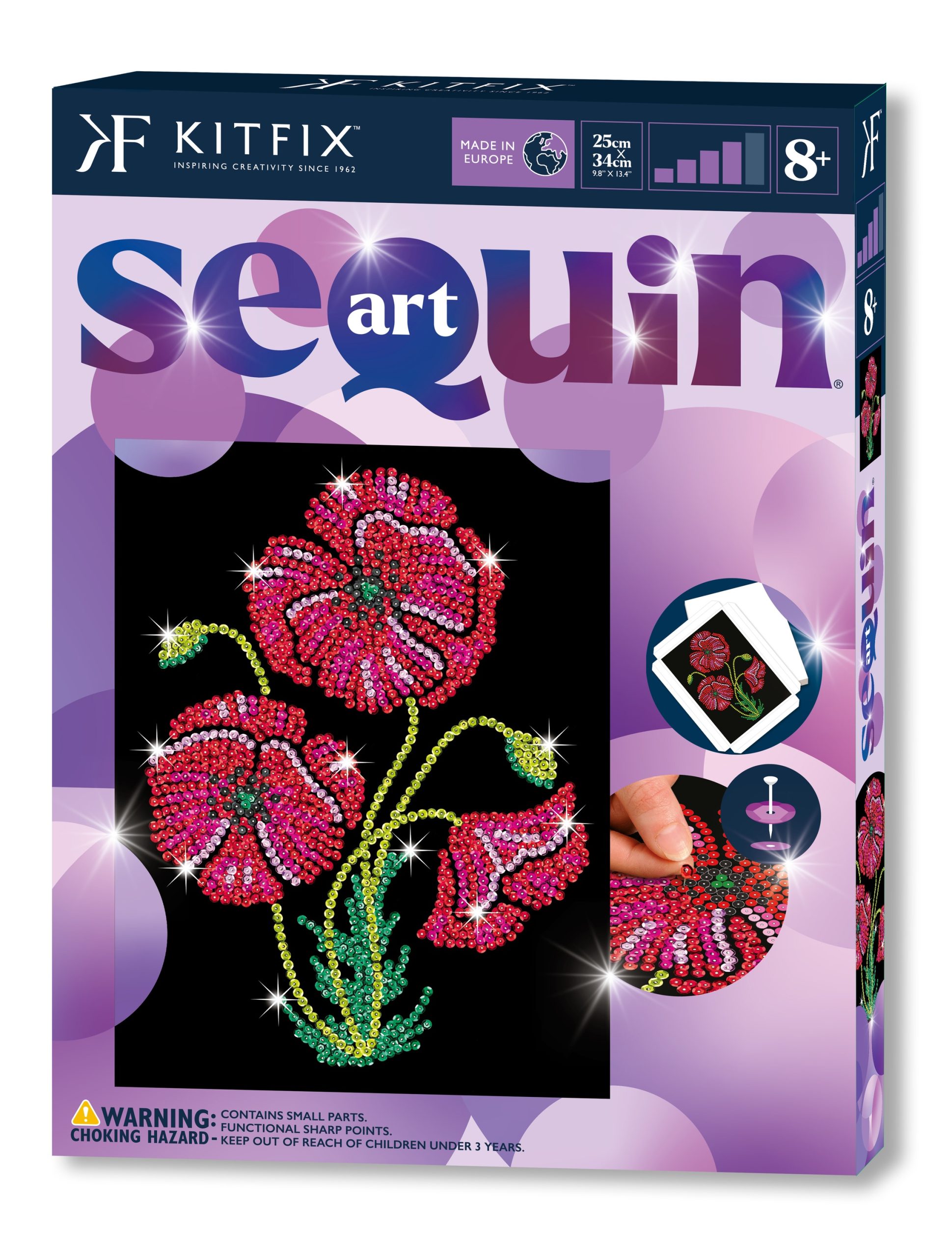 Kitfix DIY – Sequin Art violetinis rinkinys „Aguonos“