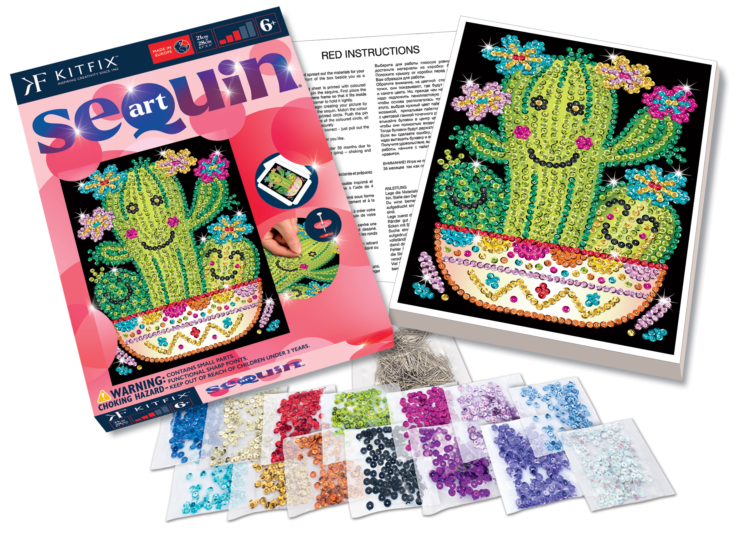 Kitfix DIY – Sequin Art raudonasis rinkinys „Kaktusas“ - Image 3