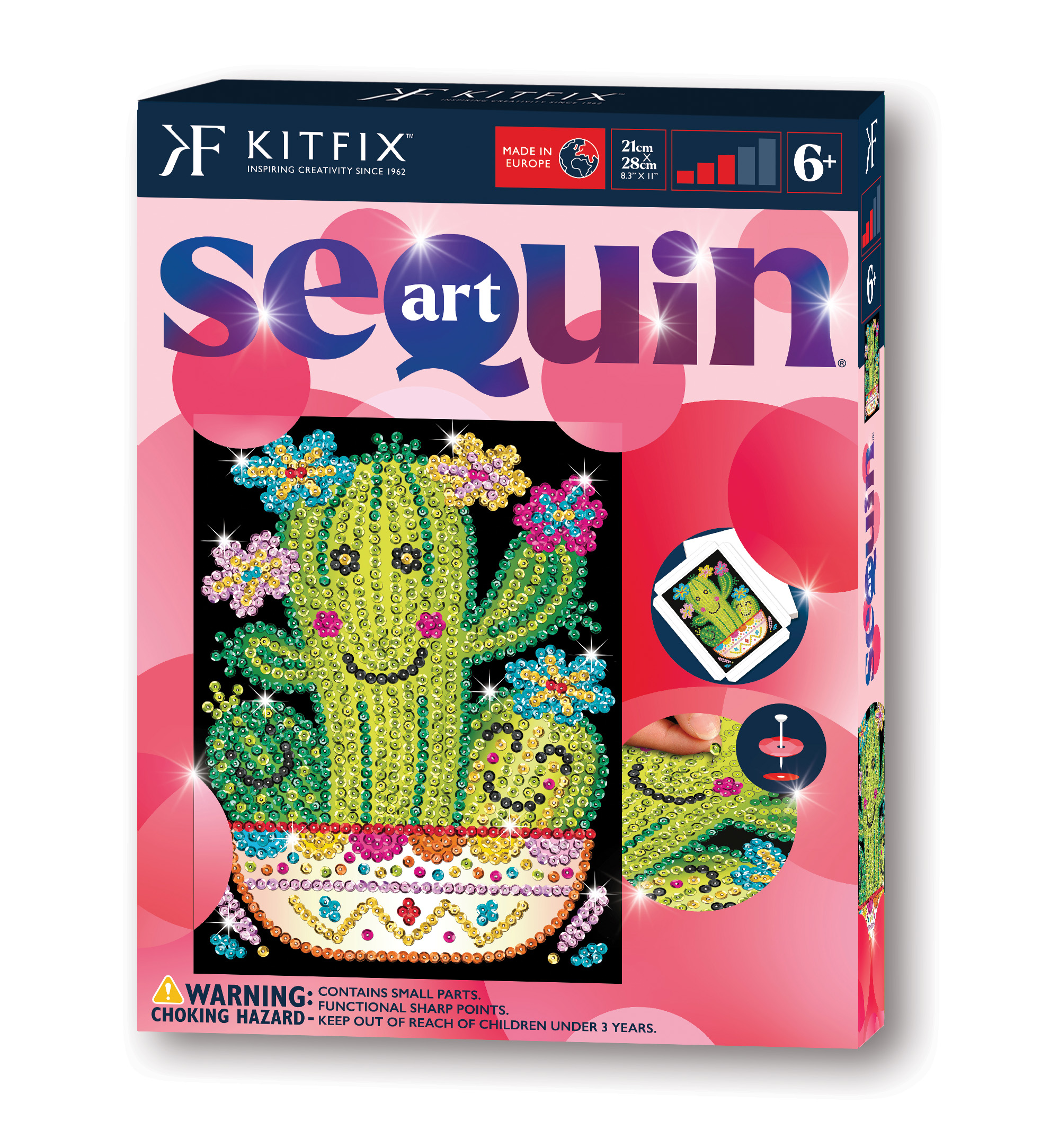 Kitfix DIY – Sequin Art raudonasis rinkinys „Kaktusas“
