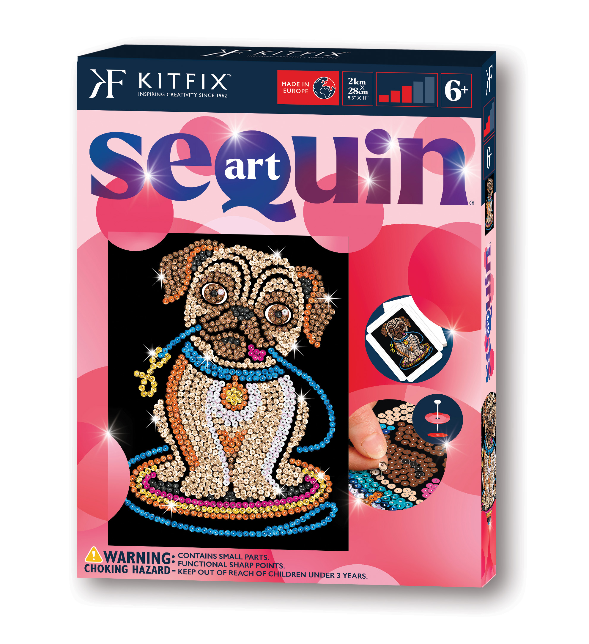 Kitfix DIY – Sequin Art raudonasis rinkinys „Mopsiukė Lilė“