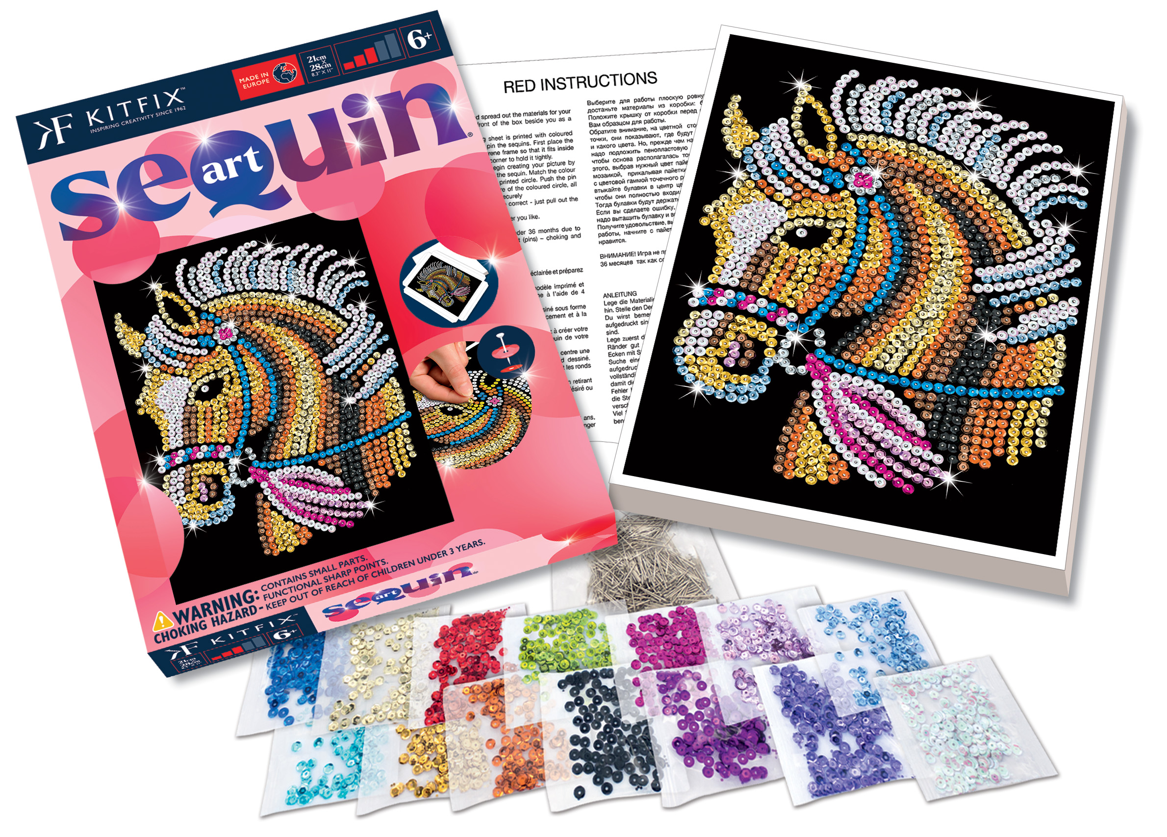 Kitfix DIY – Sequin Art raudonasis rinkinys „Ponis“ - Image 3