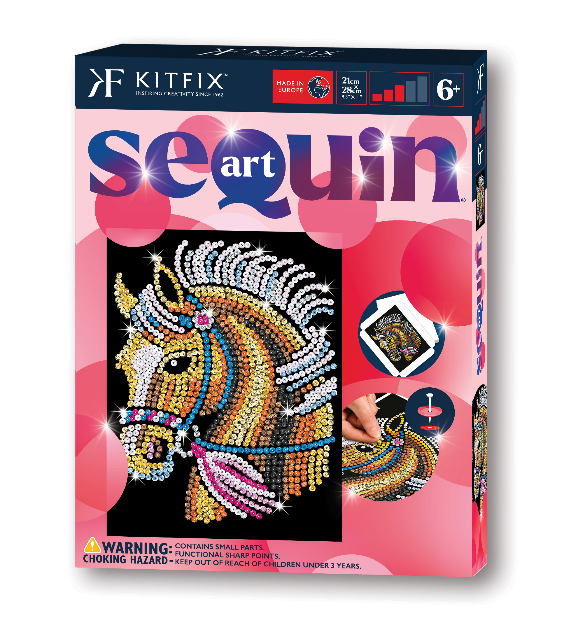 Kitfix DIY – Sequin Art raudonasis rinkinys „Ponis“
