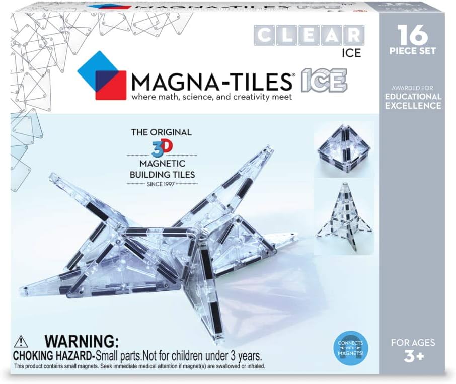 Magna-Tiles – Permatomas magnetinis konstruktorius Ice, 16 dalių