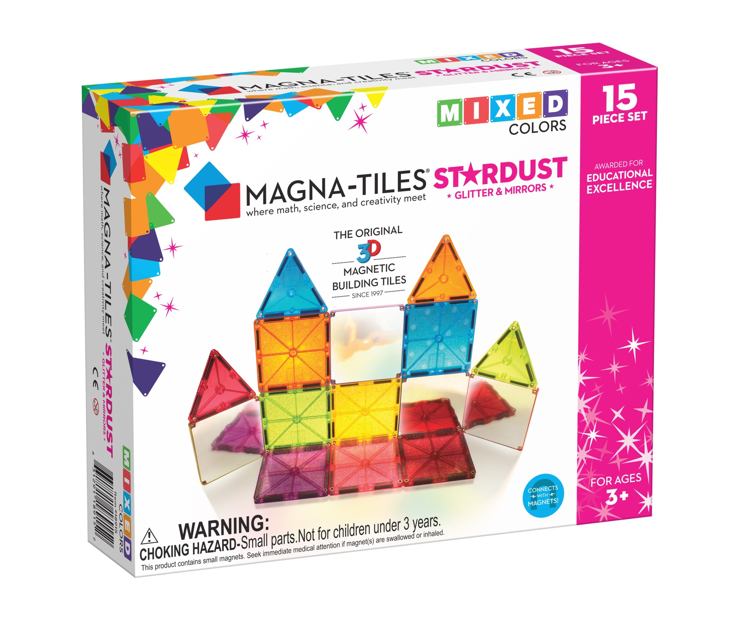 Magna-Tiles – Magnetinis konstruktorius „Žvaigždžių dulkės“, 15 dalių