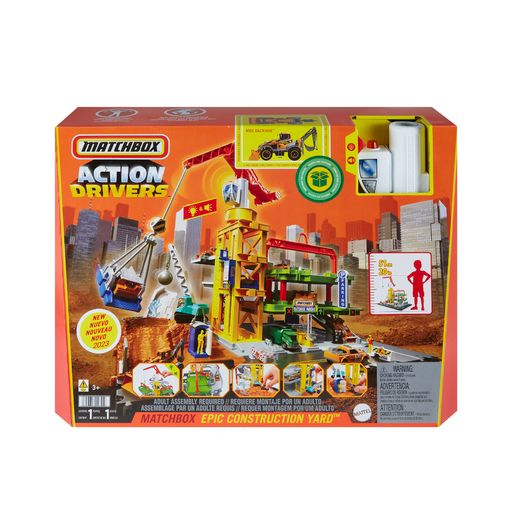 Matchbox - Žaidimų rinkinys Statybų aikštelė su dideliu kranu, HPD63 - Image 8