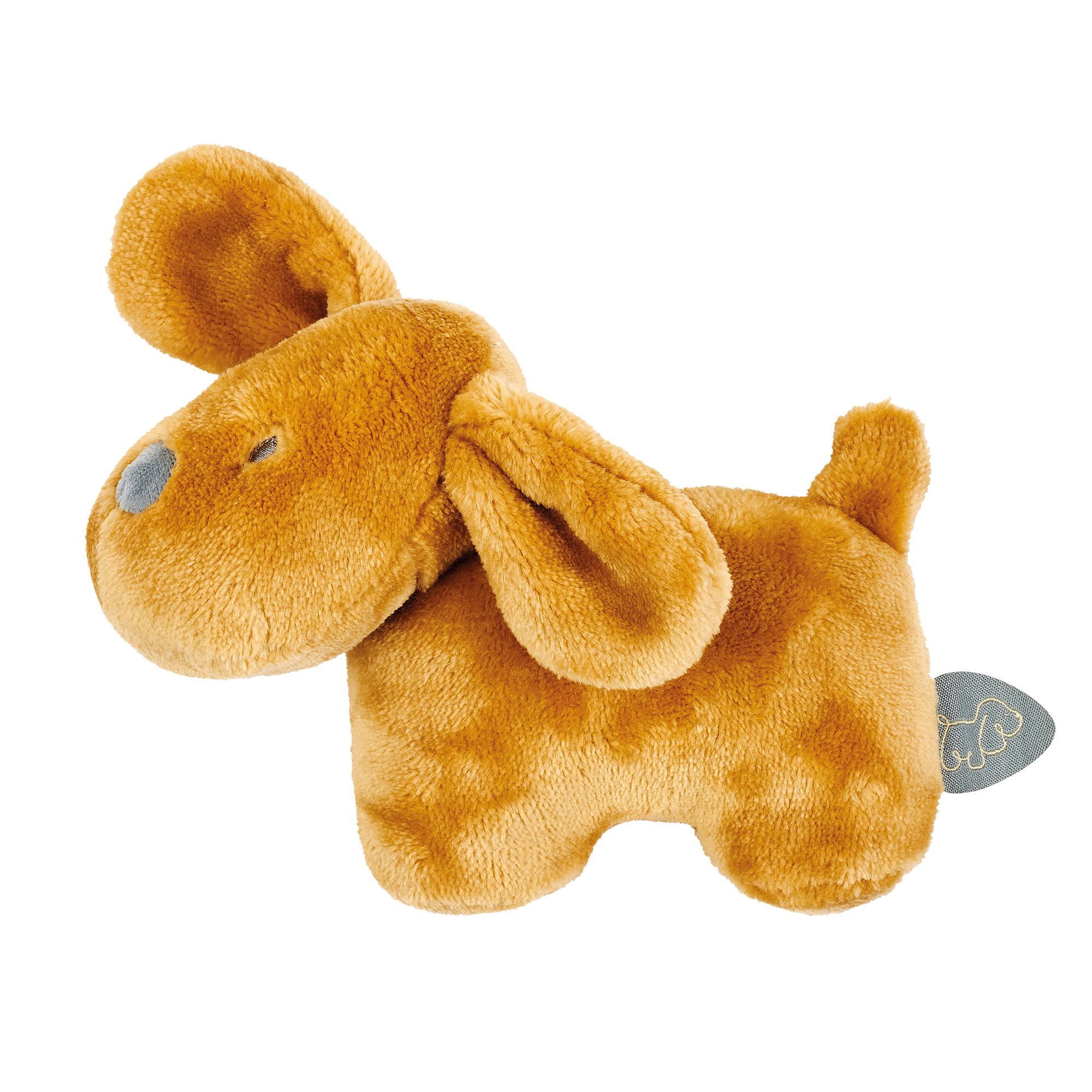 Nattou – Pliušinis barškutis „Šuniukas Charlie“, karamelinis - 15 cm