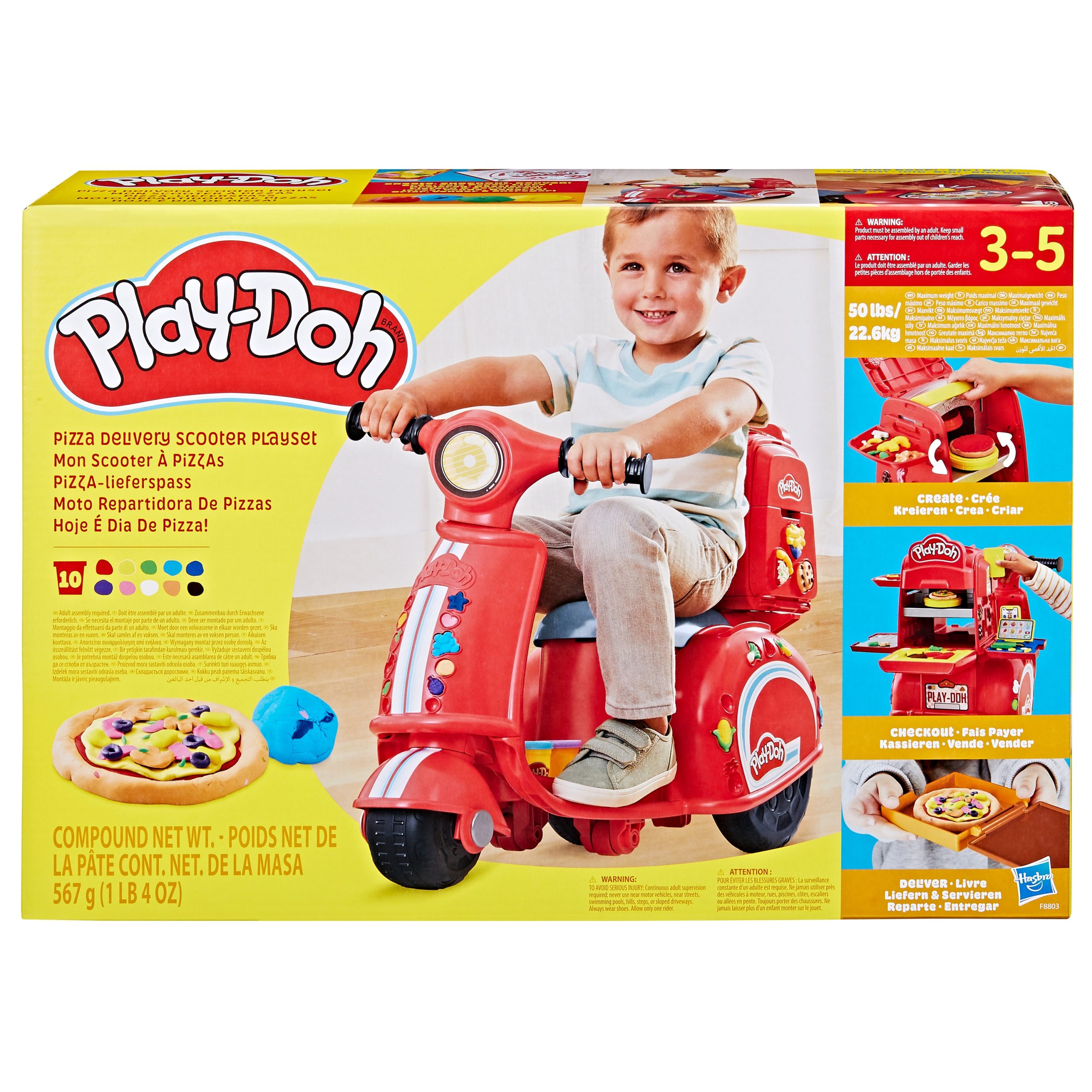 Play-Doh – Žaidimų rinkinys picos pristatymo motoroleris - 49 cm