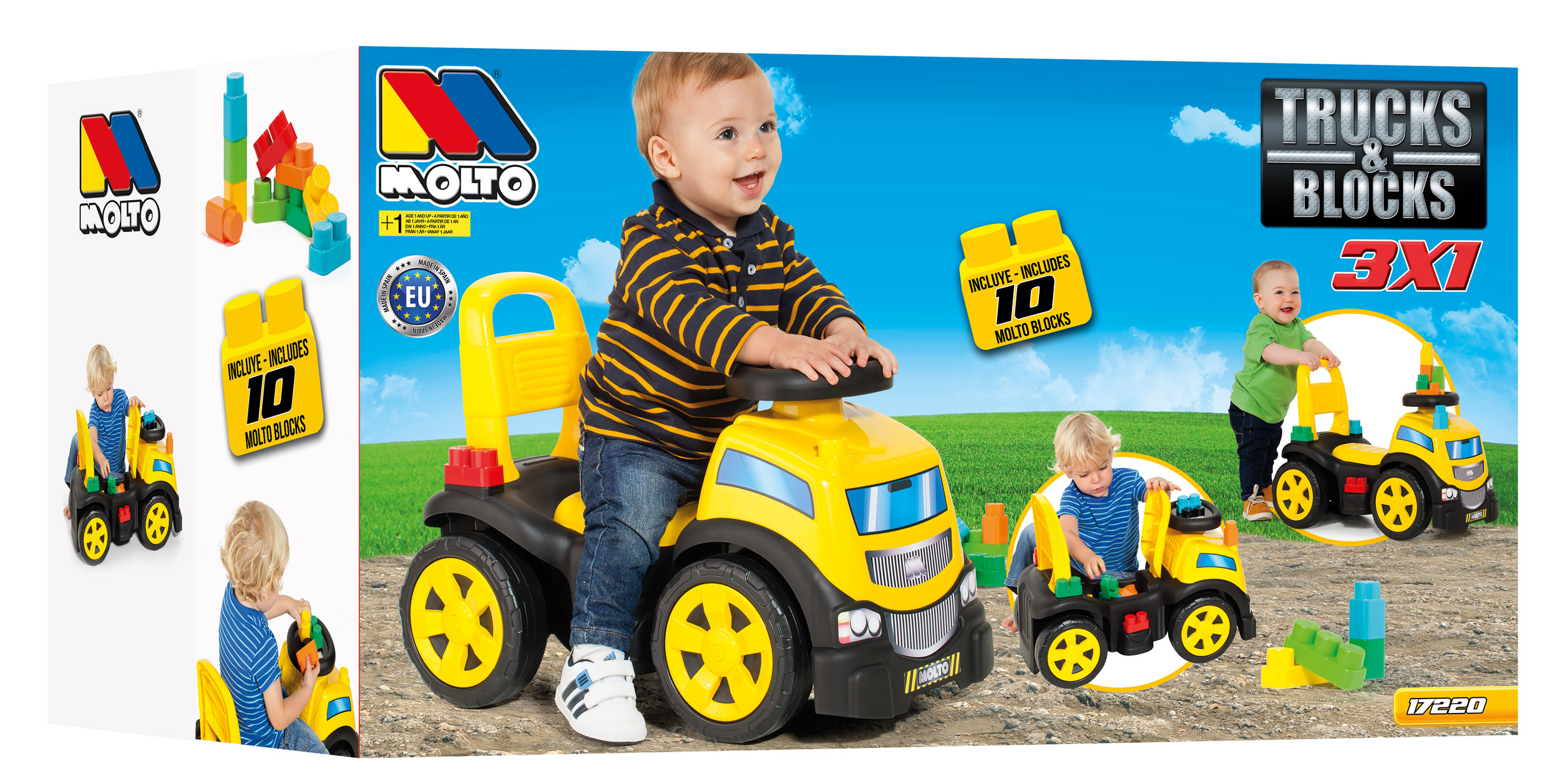 Molto - Mašinėlė-vaikštynė su 10 kaladėlių geltona - Image 5