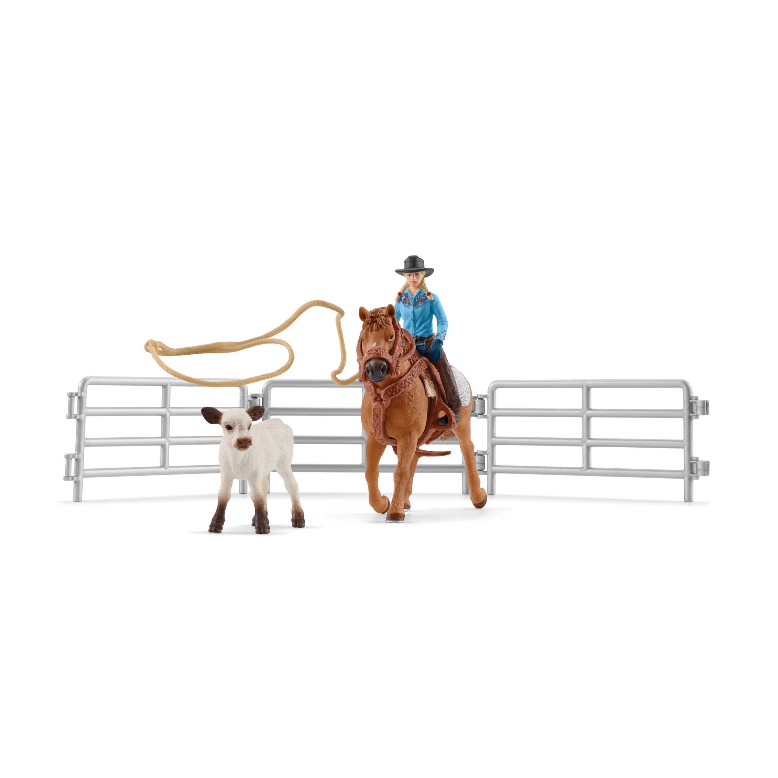 Schleich Farm World – Raitelė ant žirgo su veršiuku - Image 2