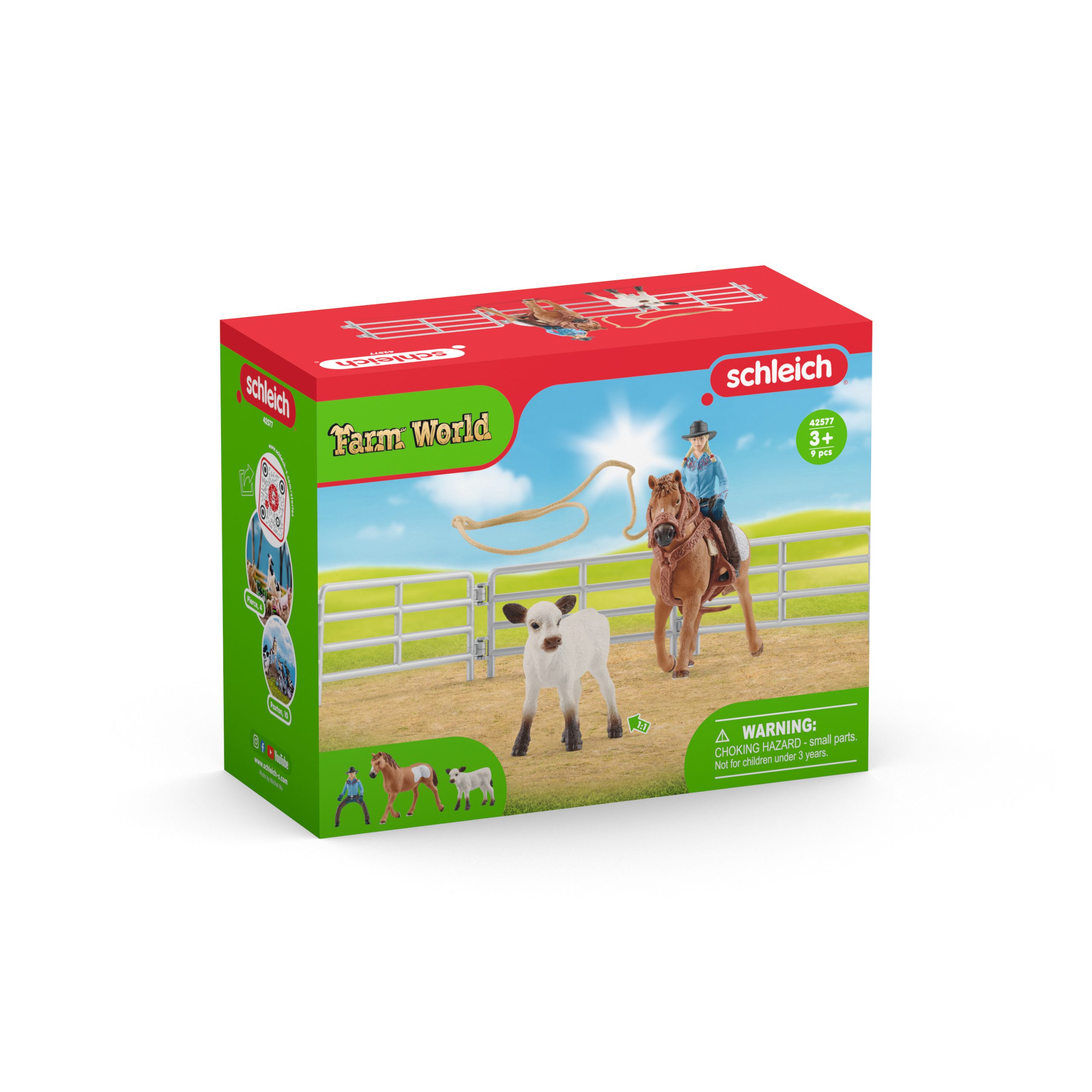 Schleich Farm World – Raitelė ant žirgo su veršiuku