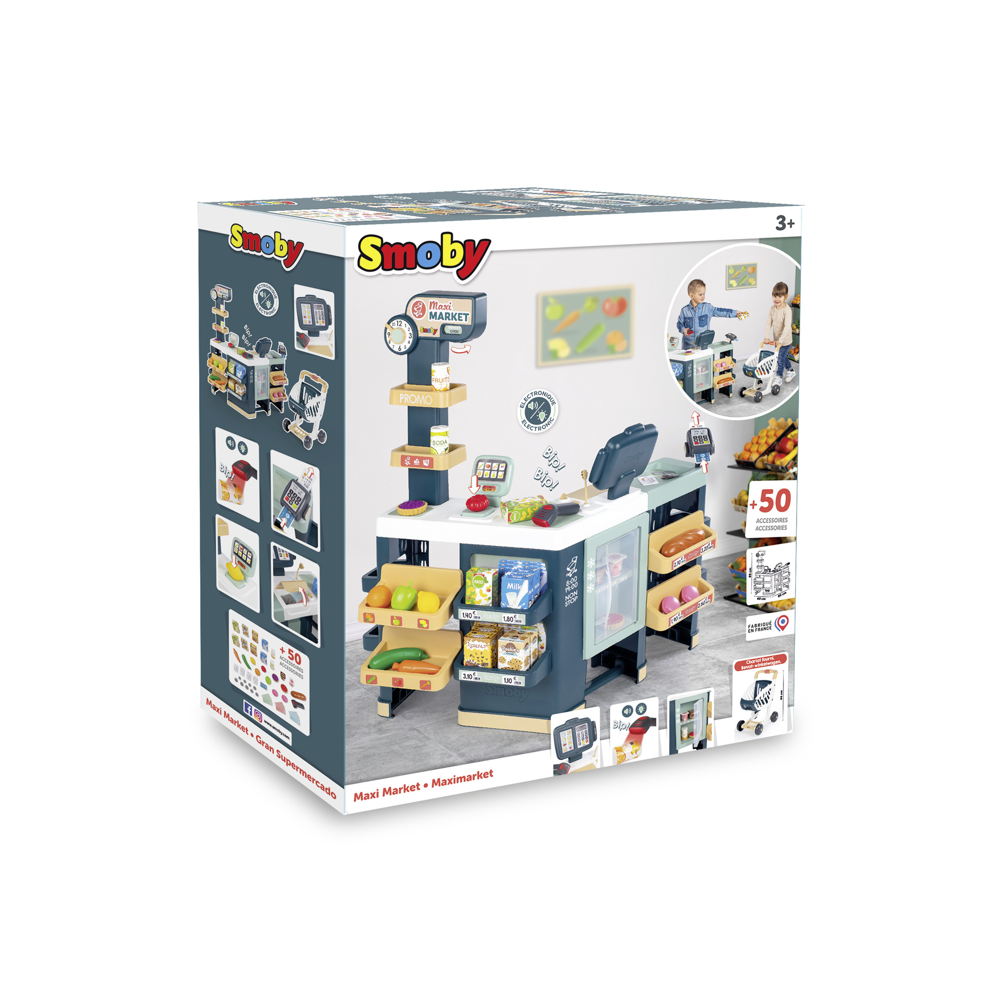 Smoby - Žaislinė parduotuvė su vežimėliu Maxi Market